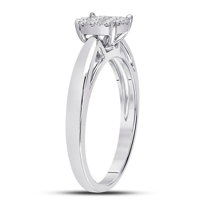 14kt White Gold Womens Princess Diamond Cluster Bridal Wedding Engagement Ring 1/4 Cttw 7 Daisy Joyeria