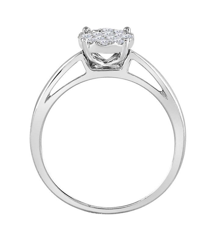 14kt White Gold Womens Princess Diamond Cluster Bridal Wedding Engagement Ring 1/4 Cttw 7 Daisy Joyeria