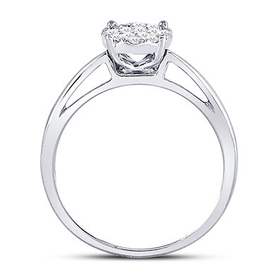 14kt White Gold Womens Princess Diamond Cluster Bridal Wedding Engagement Ring 1/4 Cttw 7 Daisy Joyeria