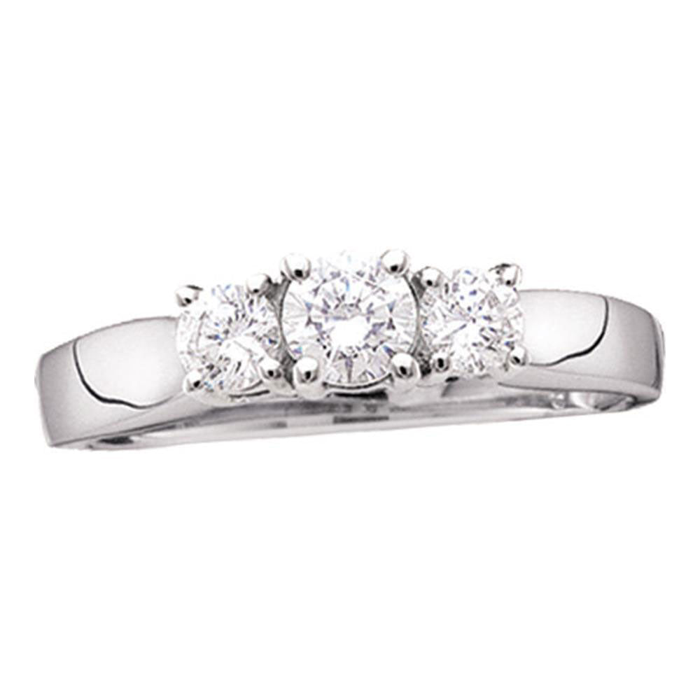 14kt White Gold Womens Round Diamond 3-stone Bridal Wedding Engagement Ring 1-1/2 Cttw 7 Daisy Joyeria