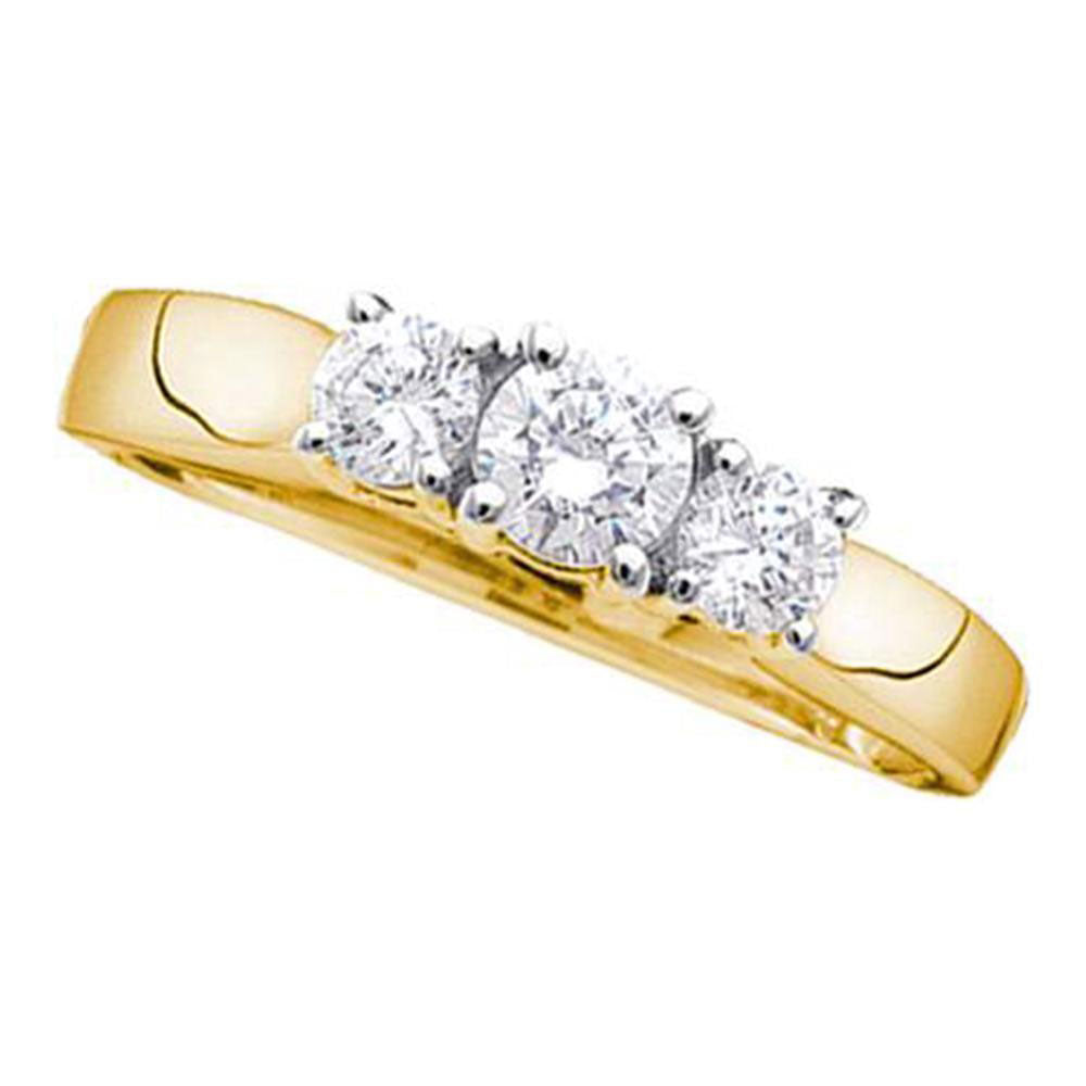 14kt Yellow Gold Womens Round Diamond 3-stone Bridal Wedding Engagement Ring 1.00 Cttw 7 Daisy Joyeria
