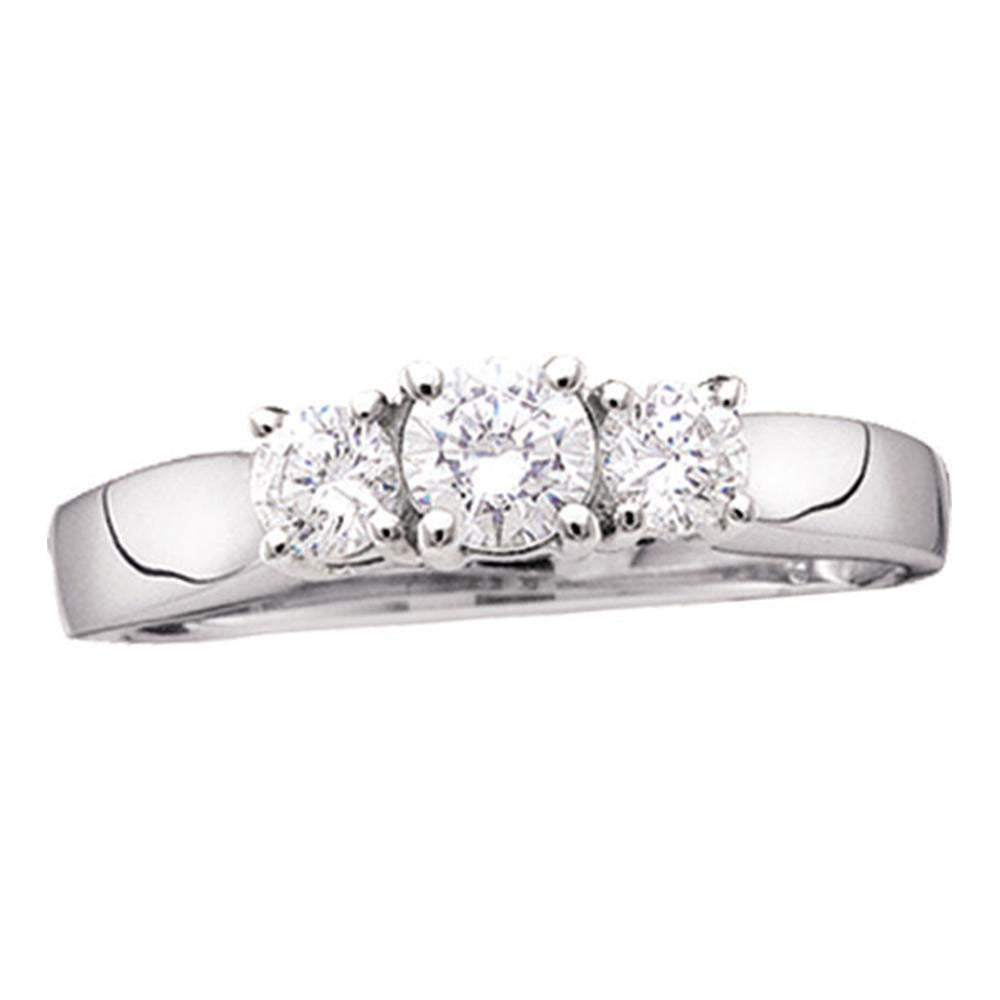 14kt White Gold Womens Round Diamond 3-stone Bridal Wedding Engagement Ring 1/4 Cttw 7 Daisy Joyeria