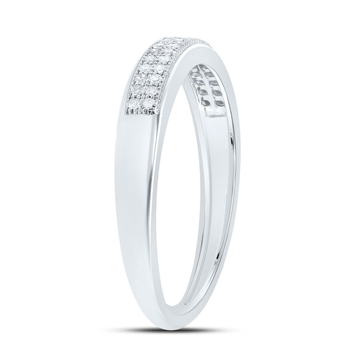 10kt White Gold Womens Round Diamond Double Row Wedding Band 1/10 Cttw 7 Daisy Joyeria