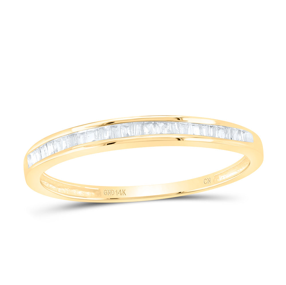 14kt Yellow Gold Womens Baguette Diamond Wedding Anniversary Band Ring 1/6 Cttw 7 Daisy Joyeria