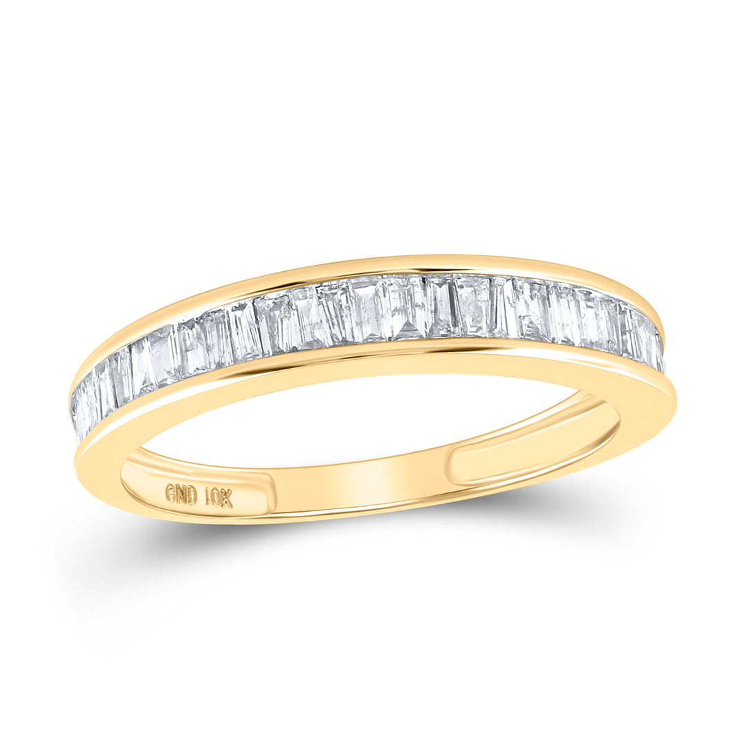 10kt Yellow Gold Womens Baguette Diamond Wedding Anniversary Band 1/2 Cttw 7 Daisy Joyeria