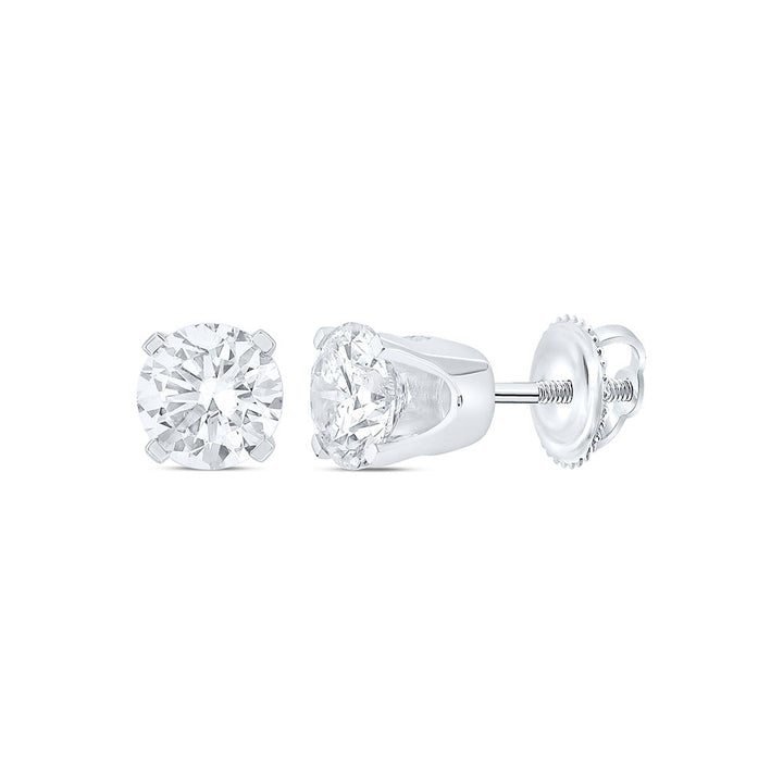 14kt White Gold Unisex Round Diamond Solitaire Stud Earrings 3/4 Cttw Daisy Joyeria