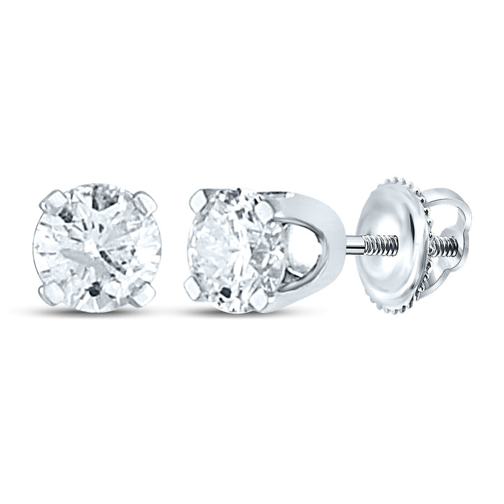 14kt White Gold Unisex Round Diamond Solitaire Stud Earrings 1/4 Cttw Daisy Joyeria