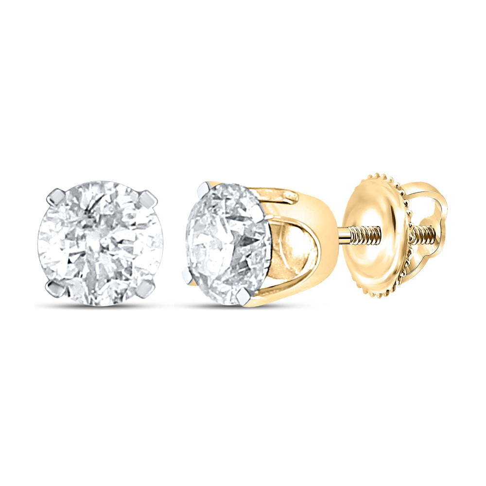 14kt Yellow Gold Unisex Round Diamond Solitaire Stud Earrings 1/2 Cttw Daisy Joyeria