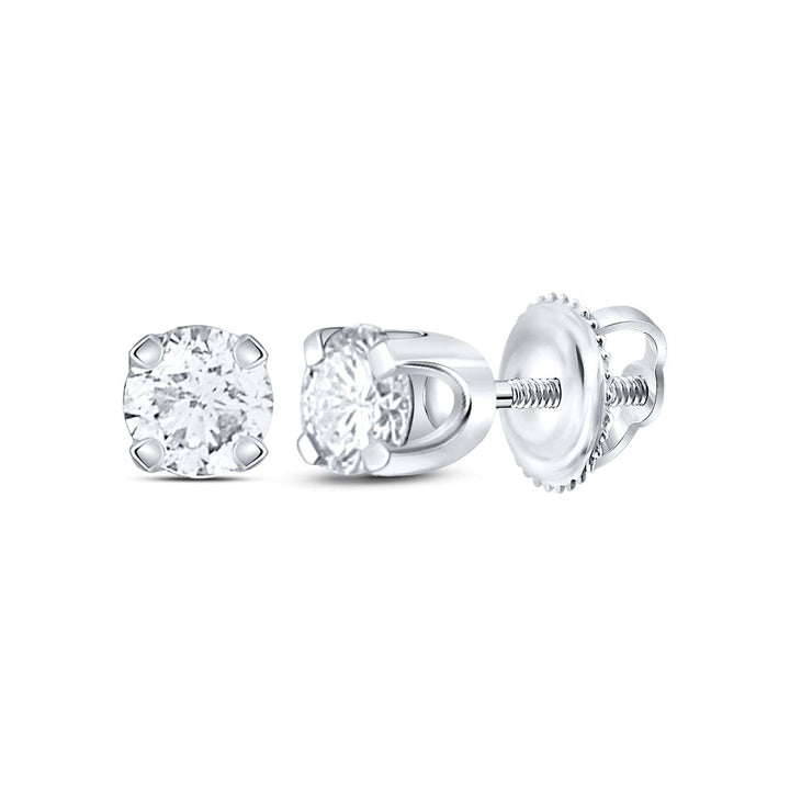 14kt White Gold Unisex Round Diamond Solitaire Stud Earrings 1/4 Cttw Daisy Joyeria