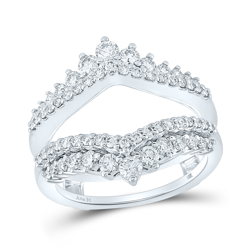 14kt White Gold Womens Round Diamond Wrap Ring Guard Enhancer Wedding Band 1.00 Cttw 7 Daisy Joyeria