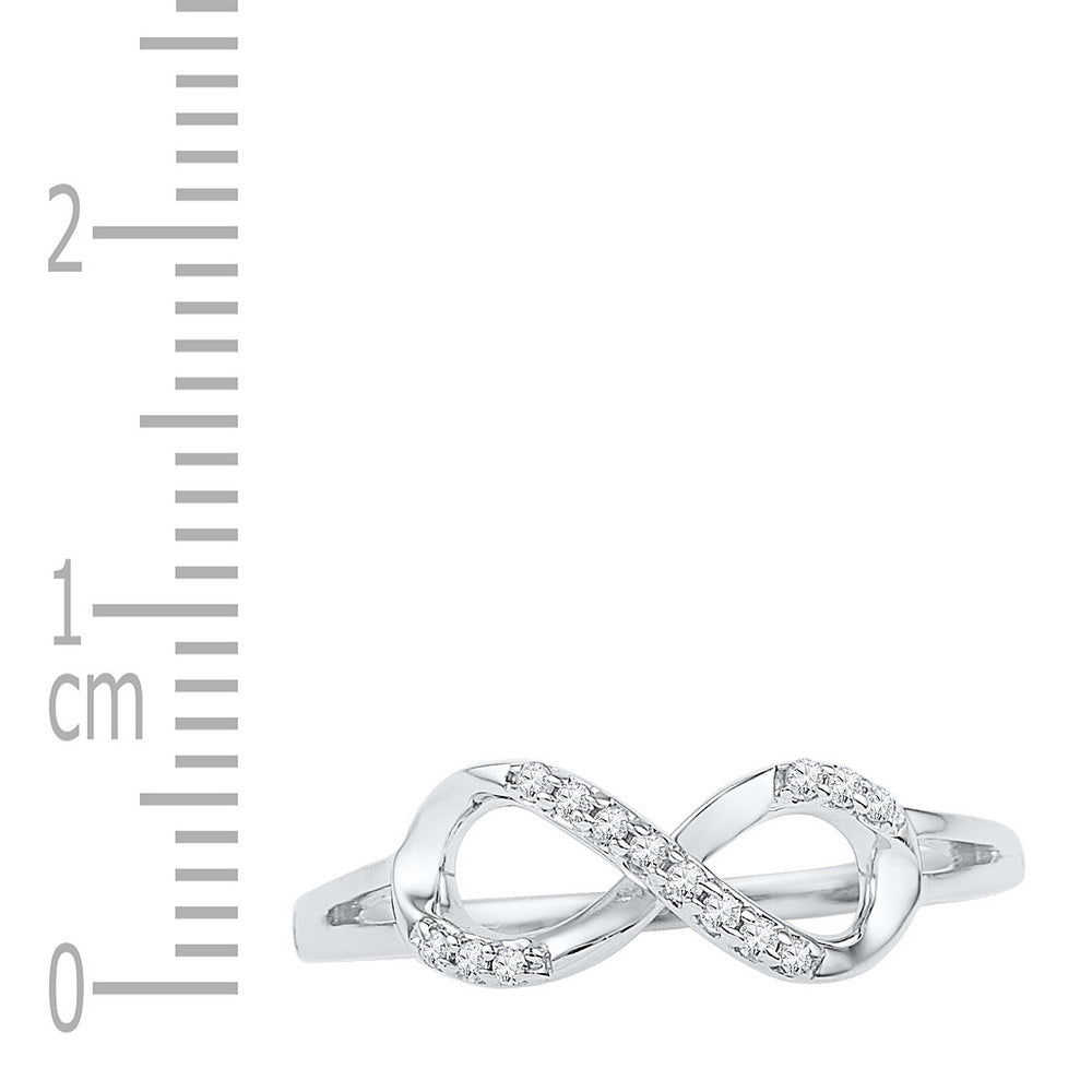 10kt White Gold Womens Round Diamond Infinity Fashion Ring 1/12 Cttw 7 Daisy Joyeria