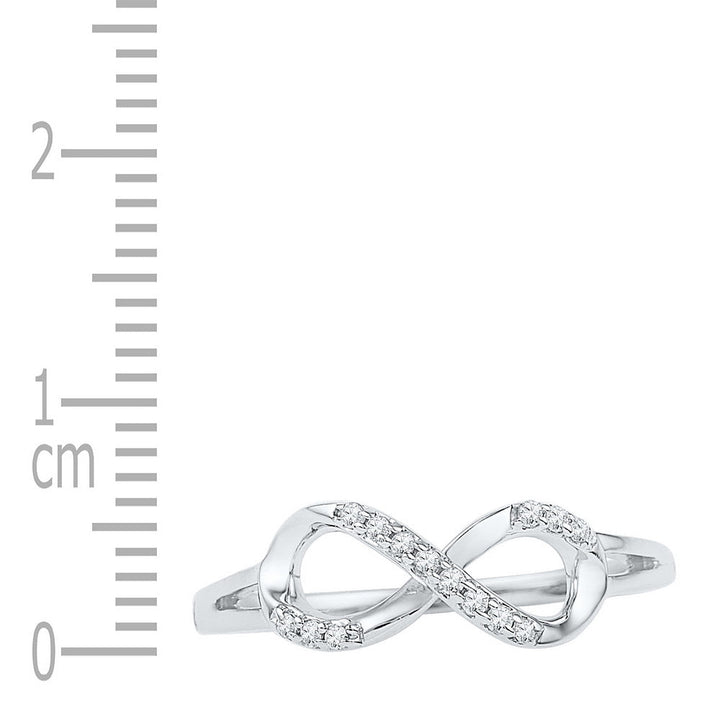 10kt White Gold Womens Round Diamond Infinity Fashion Ring 1/12 Cttw 7 Daisy Joyeria