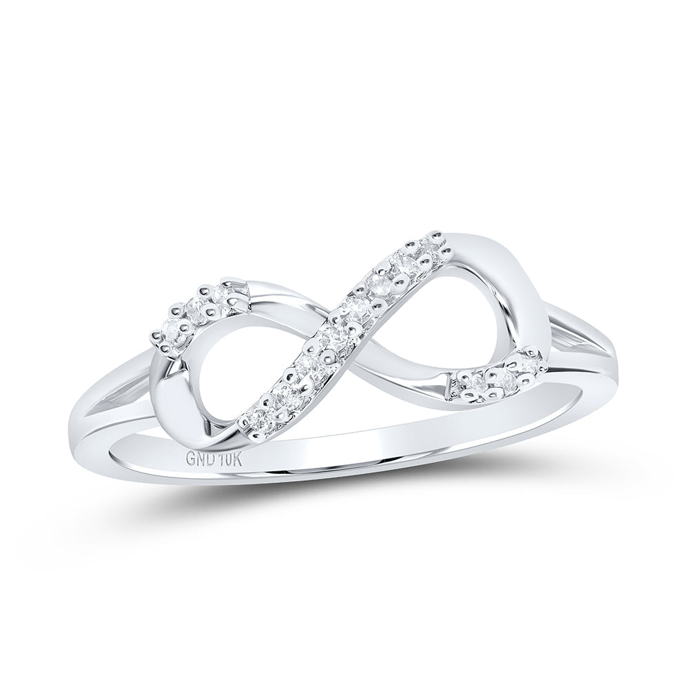 10kt White Gold Womens Round Diamond Infinity Fashion Ring 1/12 Cttw 7 Daisy Joyeria