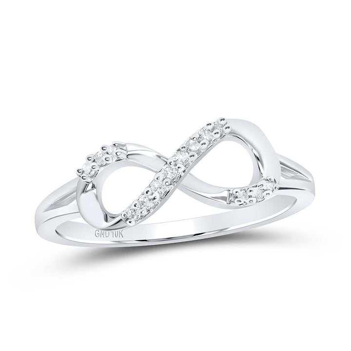 10kt White Gold Womens Round Diamond Infinity Fashion Ring 1/12 Cttw 7 Daisy Joyeria