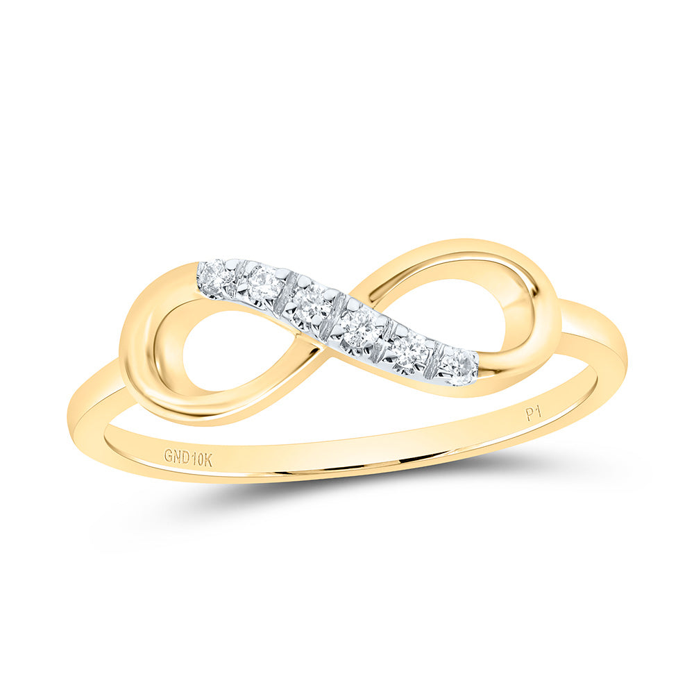 10kt Yellow Gold Womens Round Diamond Infinity Ring 1/20 Cttw 7 Daisy Joyeria