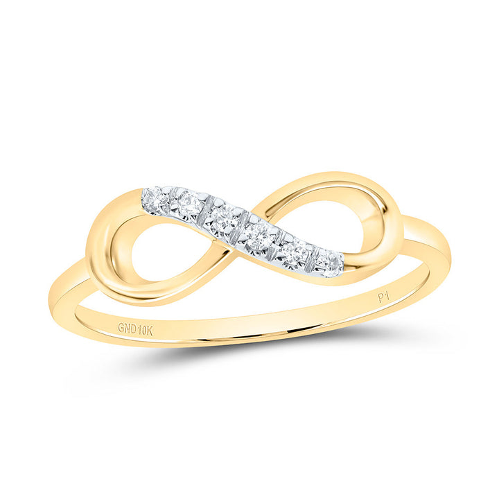 10kt Yellow Gold Womens Round Diamond Infinity Ring 1/20 Cttw 7 Daisy Joyeria
