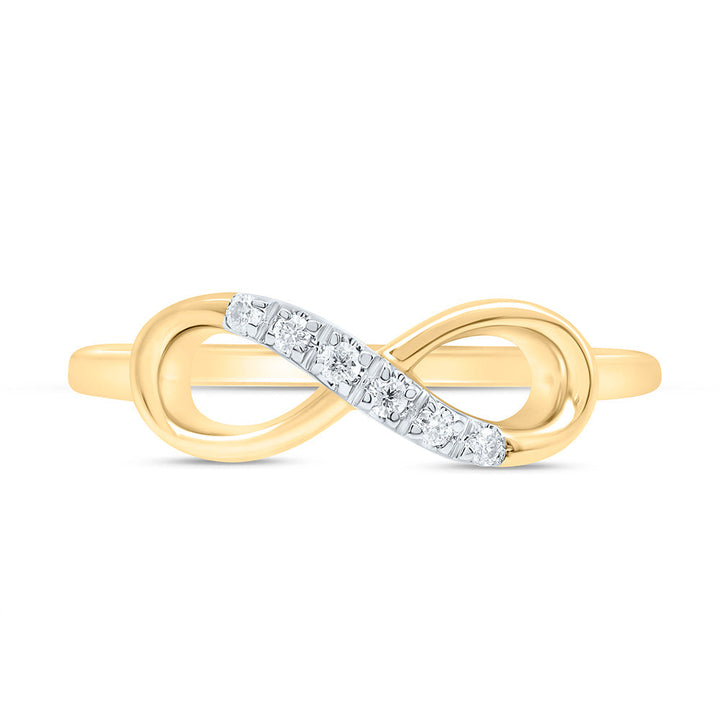 10kt Yellow Gold Womens Round Diamond Infinity Ring 1/20 Cttw 7 Daisy Joyeria