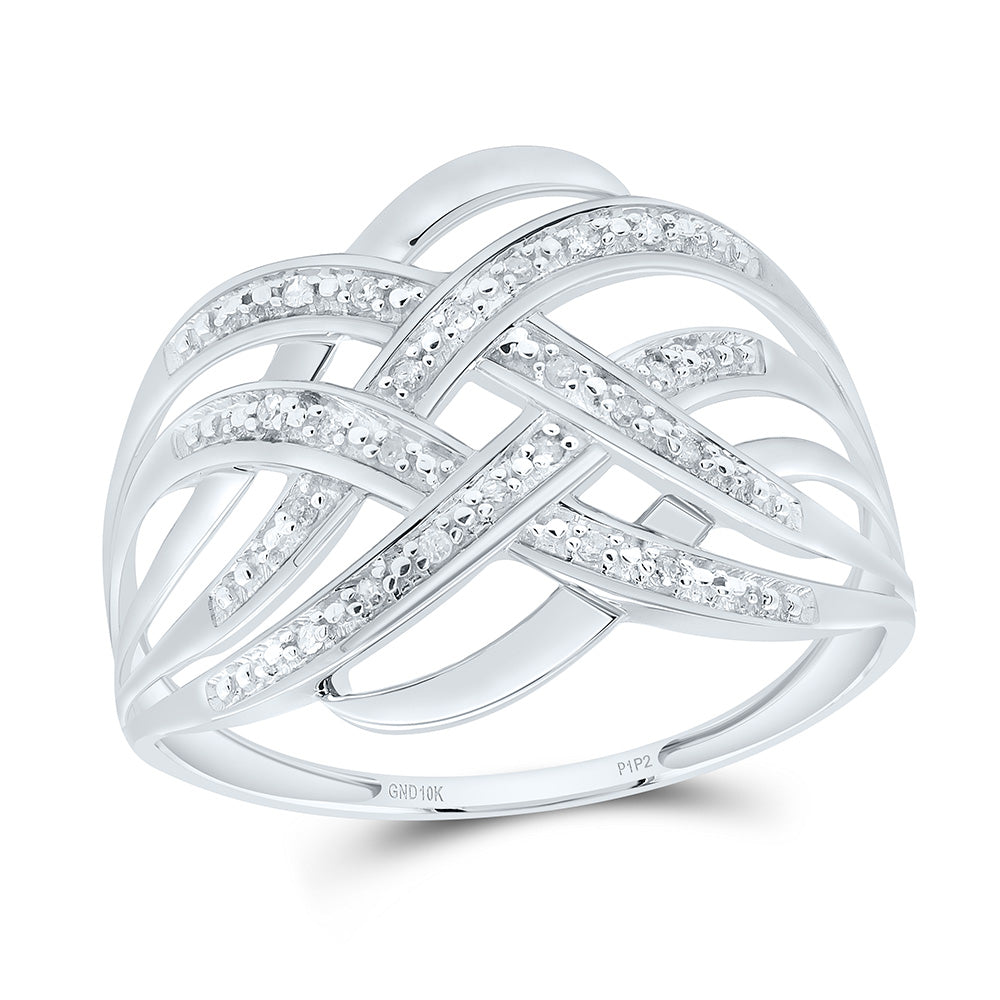 10kt White Gold Womens Round Diamond Woven Fashion Band Ring 1/20 Cttw 7 Daisy Joyeria