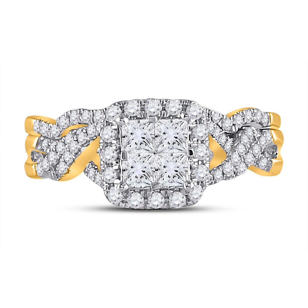 10kt Yellow Gold Womens Princess Diamond Bridal Wedding Engagement Ring Band Set 1.00 Cttw 7 Daisy Joyeria