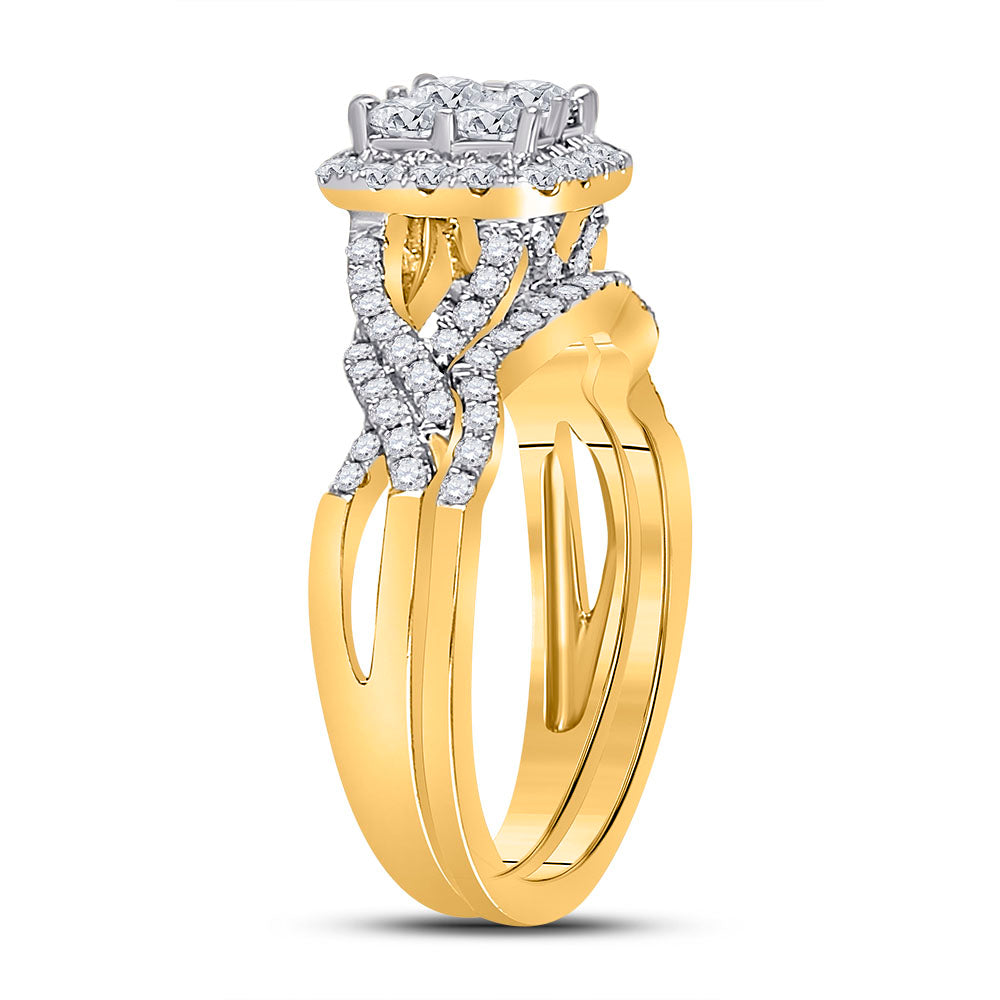 10kt Yellow Gold Womens Princess Diamond Bridal Wedding Engagement Ring Band Set 1.00 Cttw 7 Daisy Joyeria