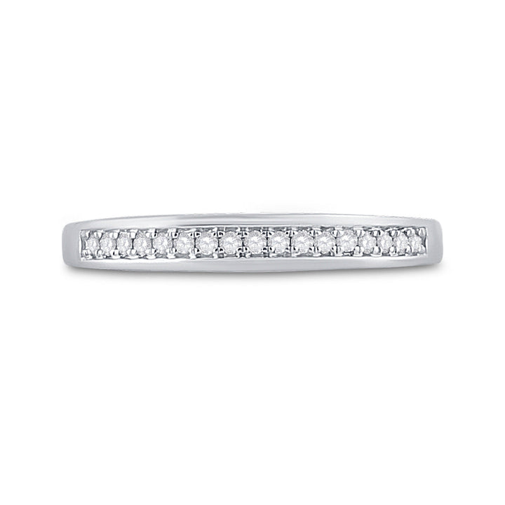 10kt White Gold Womens Round Diamond Wedding Band Ring 1/10 Cttw 7 Daisy Joyeria