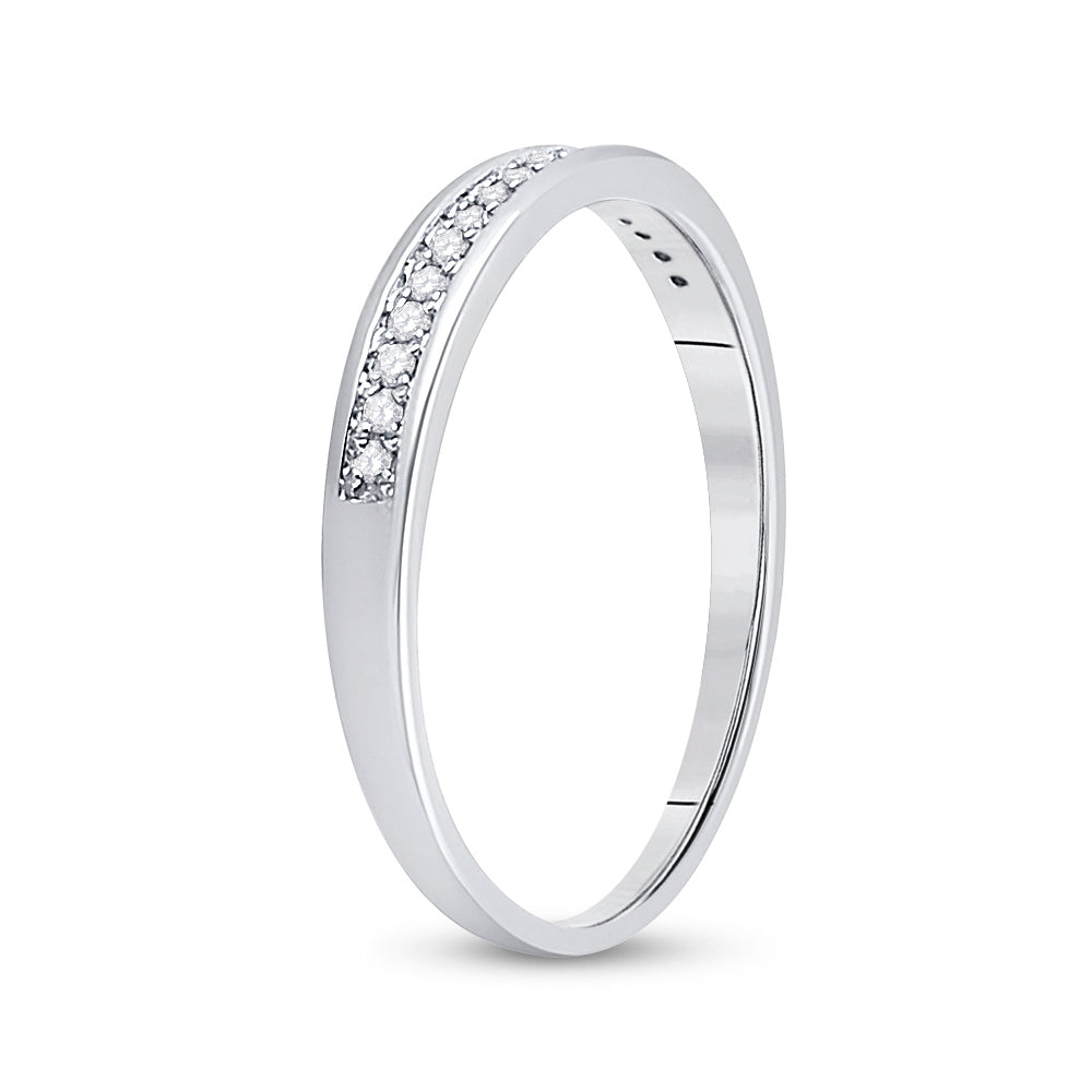 10kt White Gold Womens Round Diamond Wedding Band Ring 1/10 Cttw 7 Daisy Joyeria