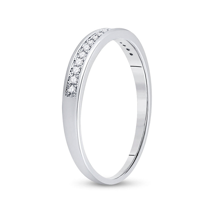 10kt White Gold Womens Round Diamond Wedding Band Ring 1/10 Cttw 7 Daisy Joyeria
