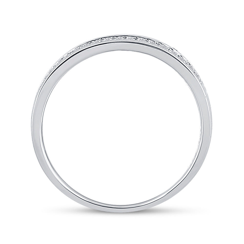 10kt White Gold Womens Round Diamond Wedding Band Ring 1/10 Cttw 7 Daisy Joyeria