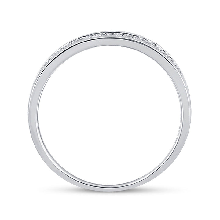 10kt White Gold Womens Round Diamond Wedding Band Ring 1/10 Cttw 7 Daisy Joyeria