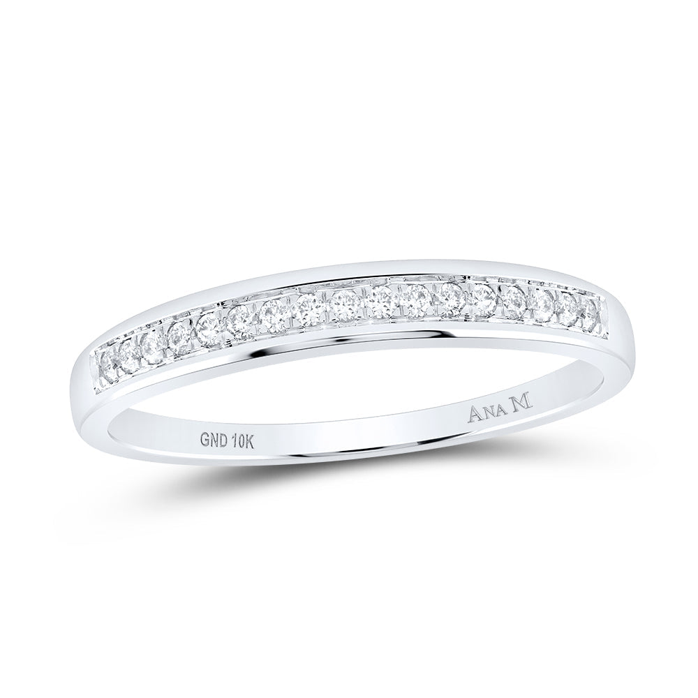 10kt White Gold Womens Round Diamond Wedding Band Ring 1/10 Cttw 7 Daisy Joyeria
