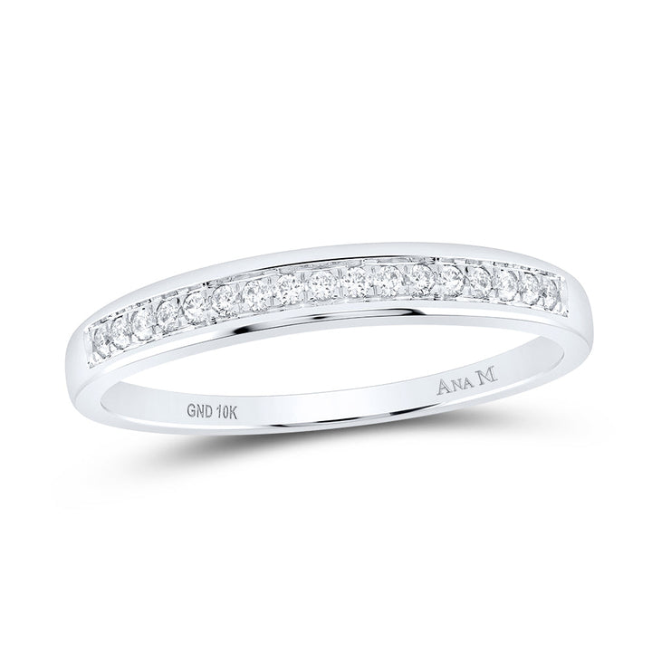 10kt White Gold Womens Round Diamond Wedding Band Ring 1/10 Cttw 7 Daisy Joyeria