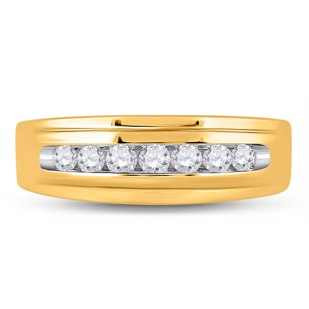 10kt Yellow Gold Mens Round Diamond Wedding Channel Set Band Ring 1/2 Cttw 10 Daisy Joyeria