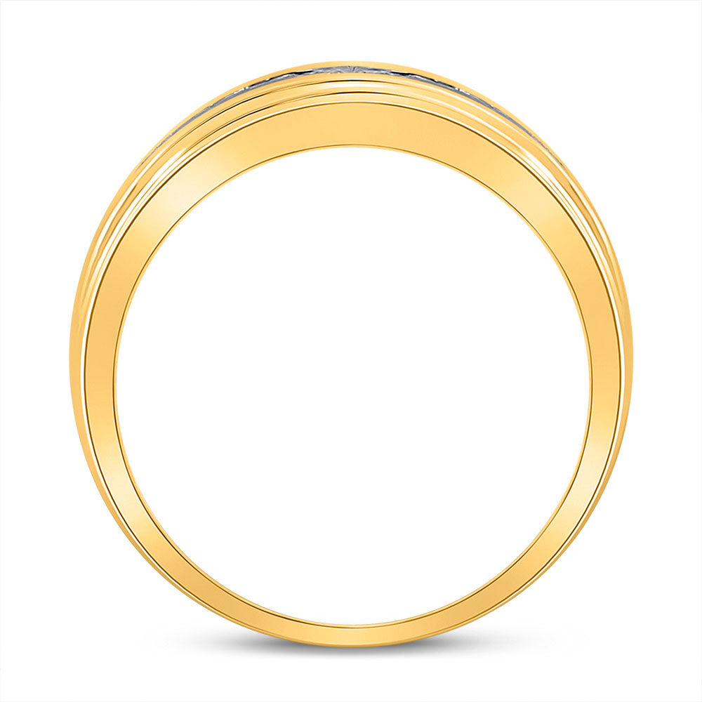 10kt Yellow Gold Mens Round Diamond Wedding Channel Set Band Ring 1/2 Cttw 10 Daisy Joyeria