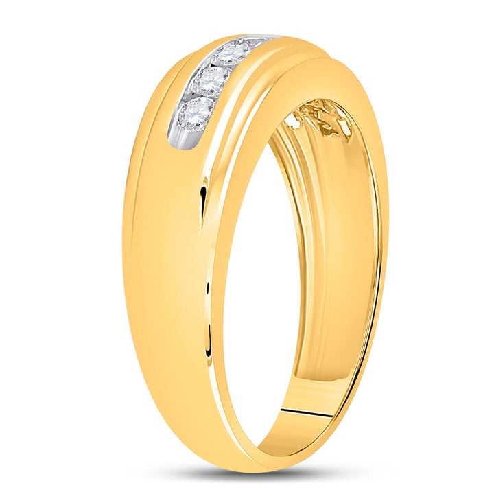 10kt Yellow Gold Mens Round Diamond Wedding Channel Set Band Ring 1/2 Cttw 10 Daisy Joyeria