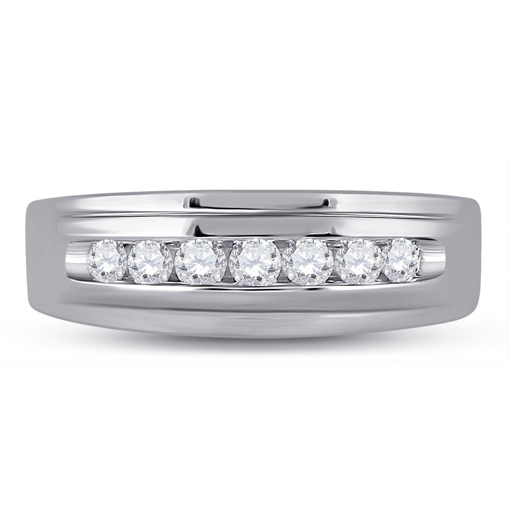 10kt White Gold Mens Round Diamond Wedding Band Ring 1/2 Cttw 10 Daisy Joyeria