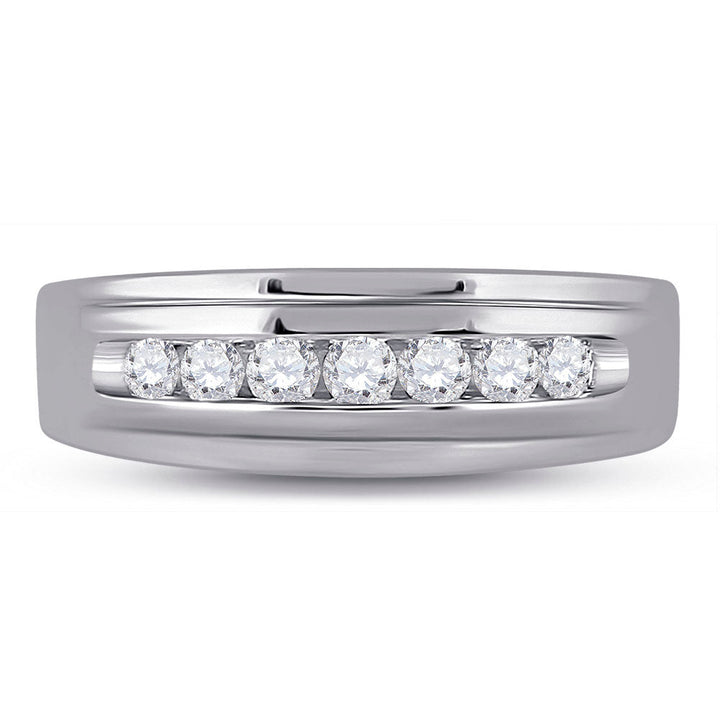 10kt White Gold Mens Round Diamond Wedding Band Ring 1/2 Cttw 10 Daisy Joyeria