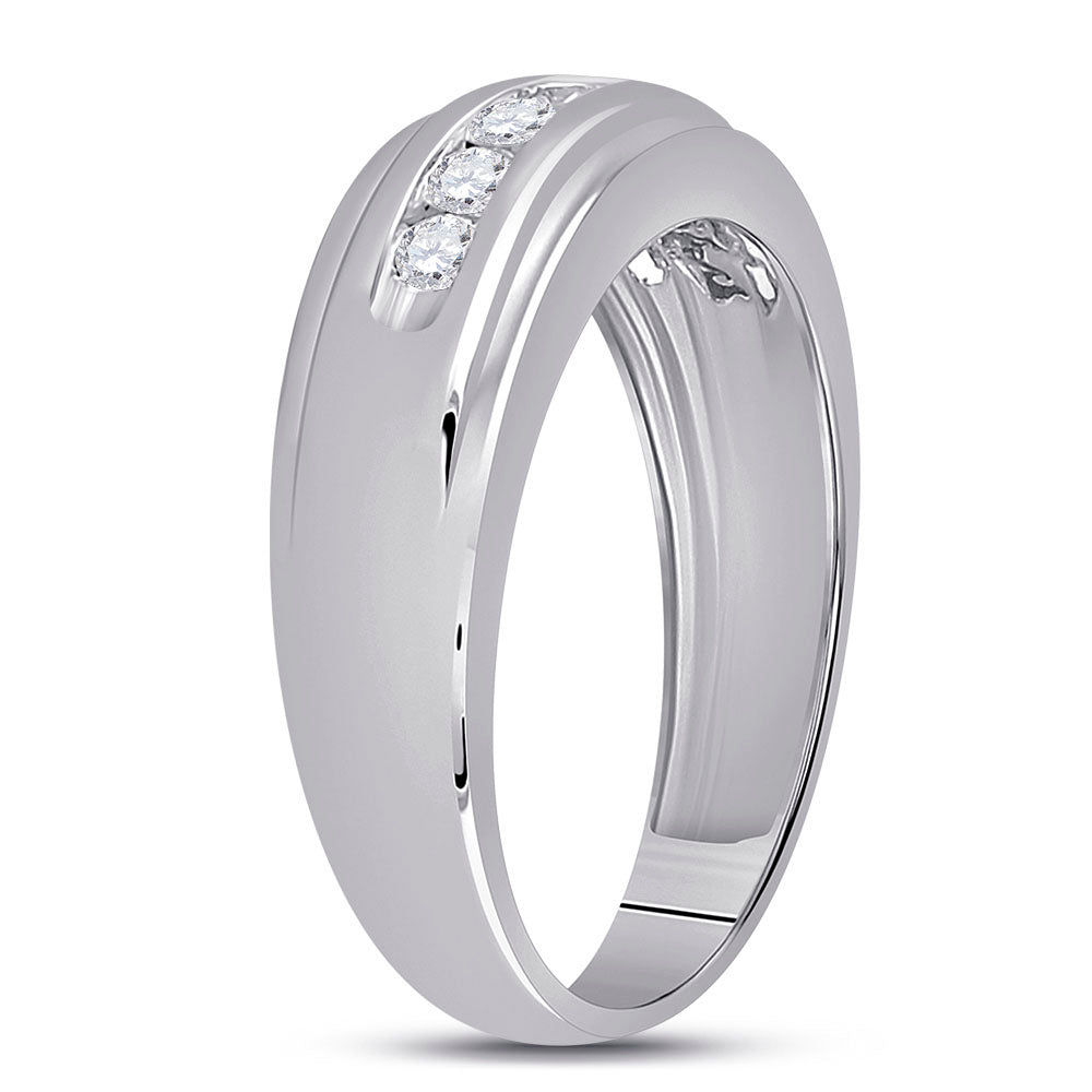10kt White Gold Mens Round Diamond Wedding Band Ring 1/2 Cttw 10 Daisy Joyeria