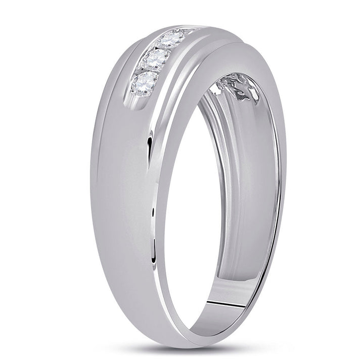 10kt White Gold Mens Round Diamond Wedding Band Ring 1/2 Cttw 10 Daisy Joyeria