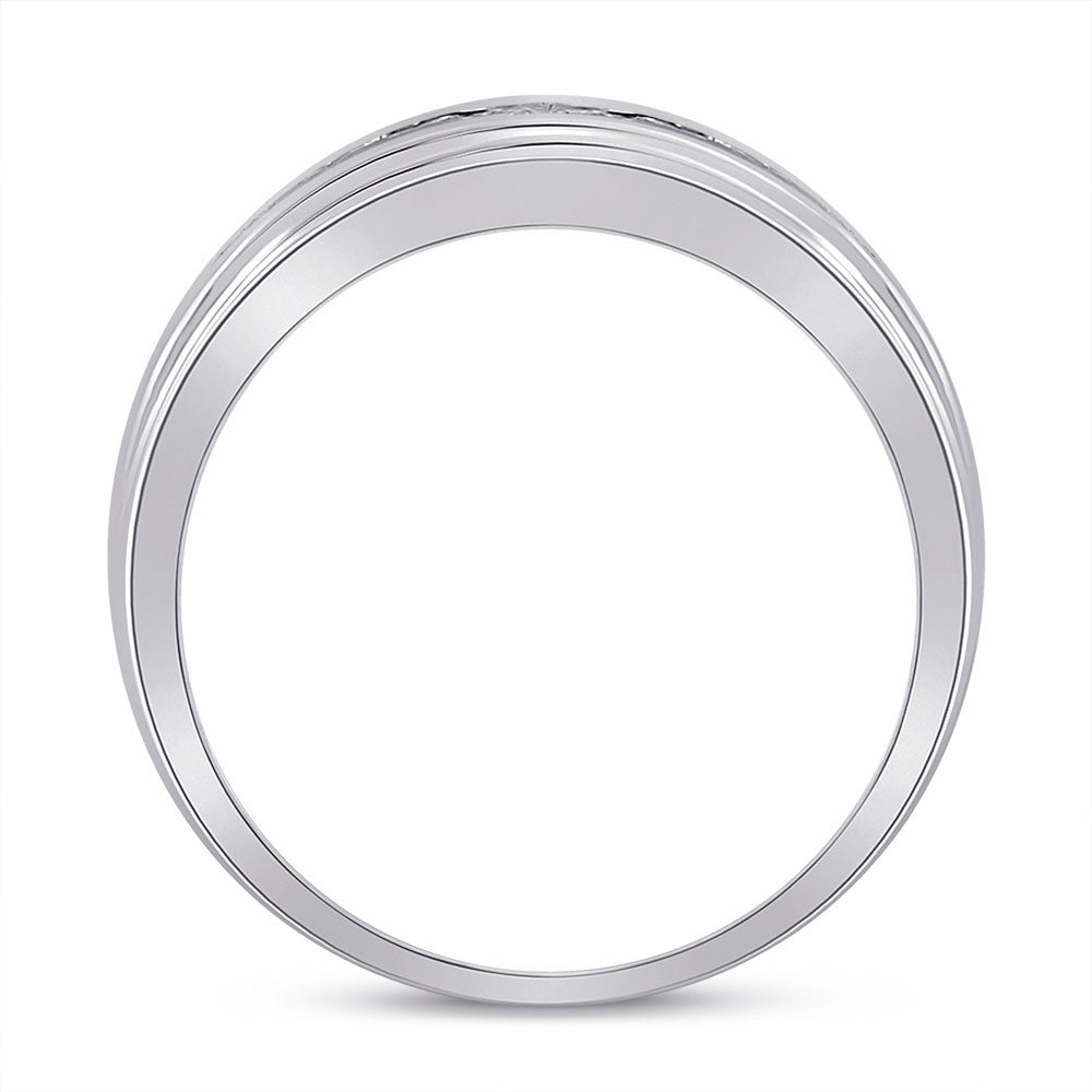 10kt White Gold Mens Round Diamond Wedding Band Ring 1/2 Cttw 10 Daisy Joyeria