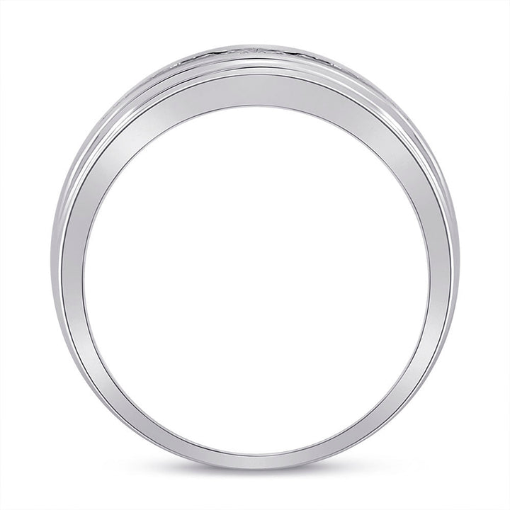 10kt White Gold Mens Round Diamond Wedding Band Ring 1/2 Cttw 10 Daisy Joyeria