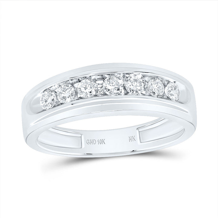 10kt White Gold Mens Round Diamond Wedding Band Ring 1/2 Cttw 10 Daisy Joyeria
