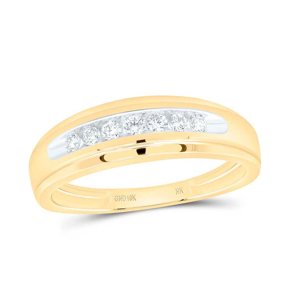 10kt Yellow Gold Womens Round Diamond Single Row Channel-set Band Ring 1/6 Cttw 7 Daisy Joyeria