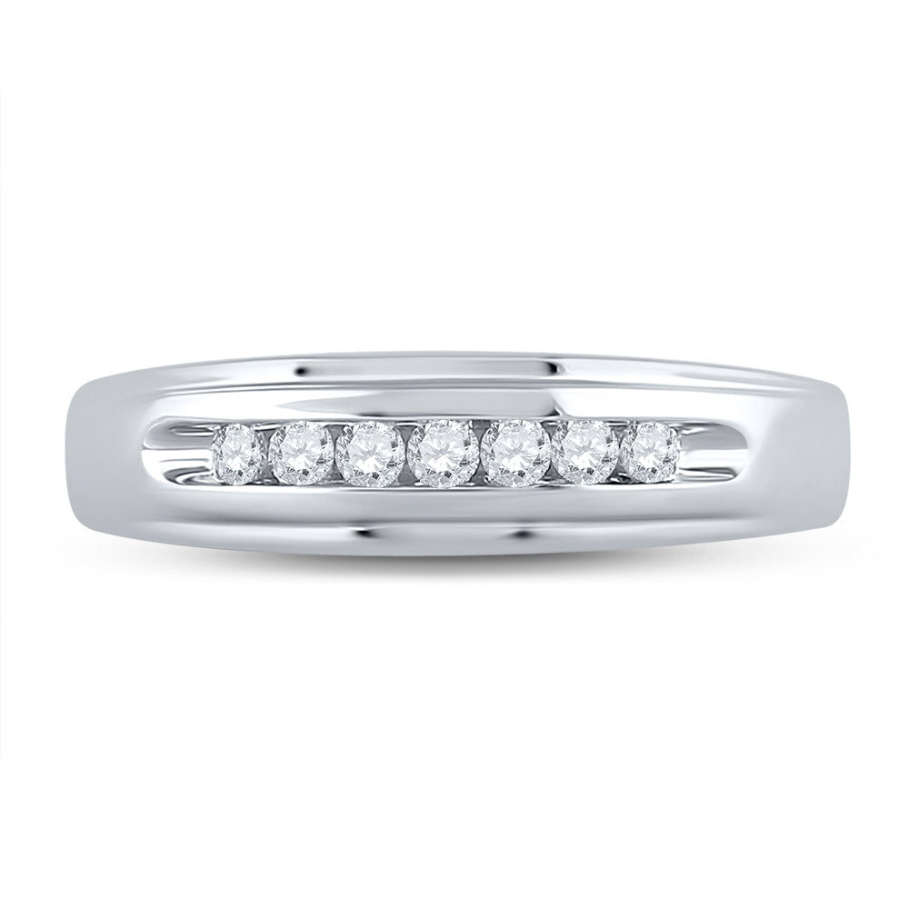 10kt White Gold Mens Round Diamond Wedding Band Ring 1/4 Cttw 10 Daisy Joyeria