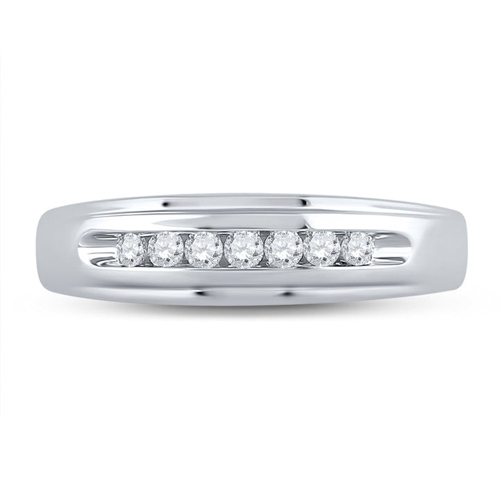 10kt White Gold Mens Round Diamond Wedding Band Ring 1/4 Cttw 10 Daisy Joyeria