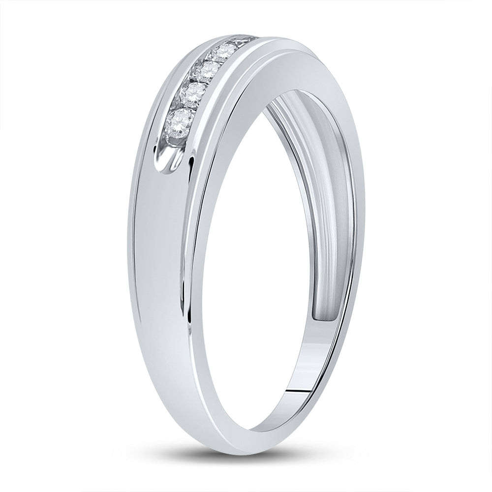 10kt White Gold Mens Round Diamond Wedding Band Ring 1/4 Cttw 10 Daisy Joyeria