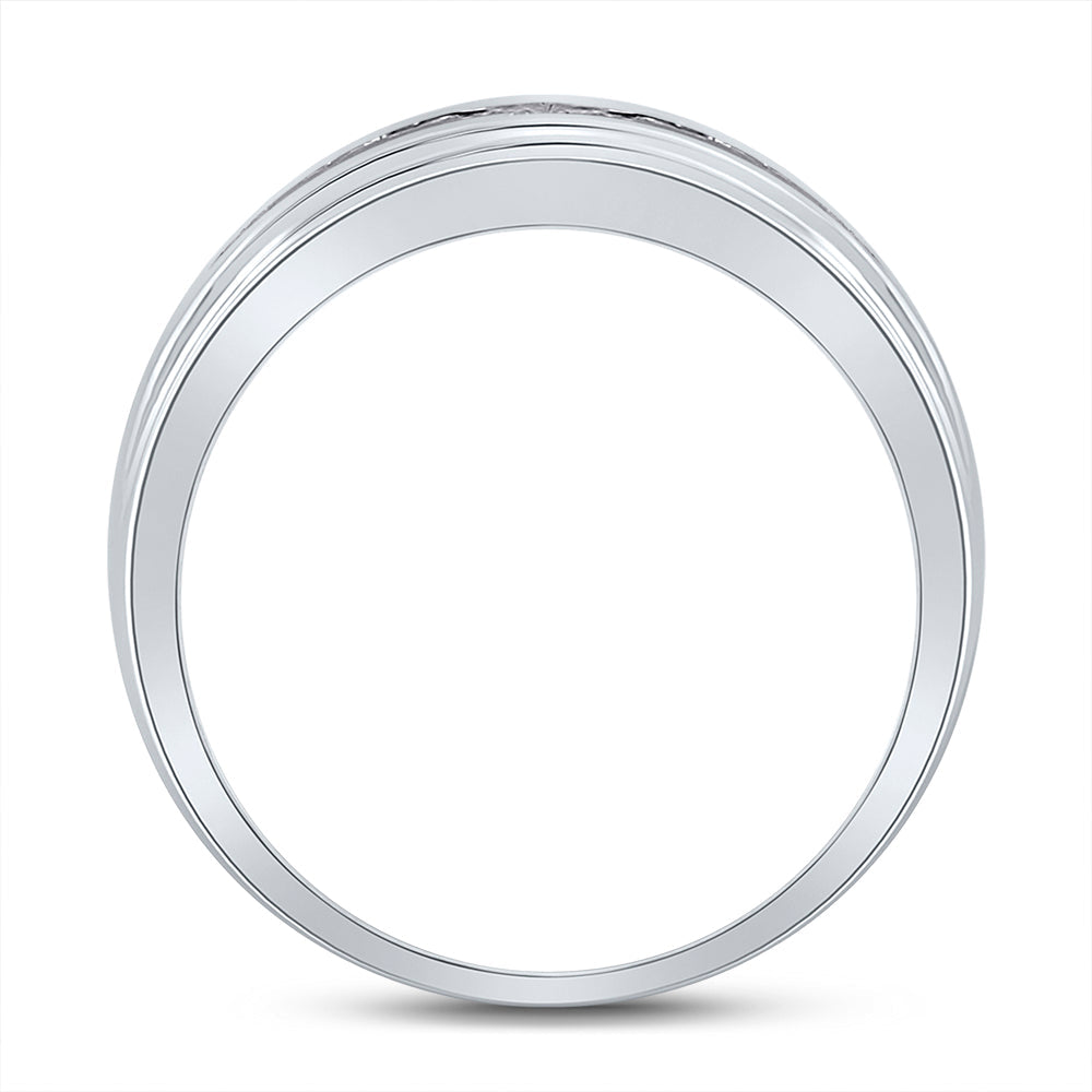 10kt White Gold Mens Round Diamond Wedding Band Ring 1/4 Cttw 10 Daisy Joyeria
