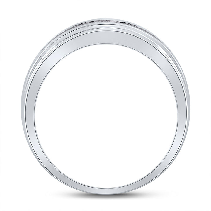 10kt White Gold Mens Round Diamond Wedding Band Ring 1/4 Cttw 10 Daisy Joyeria