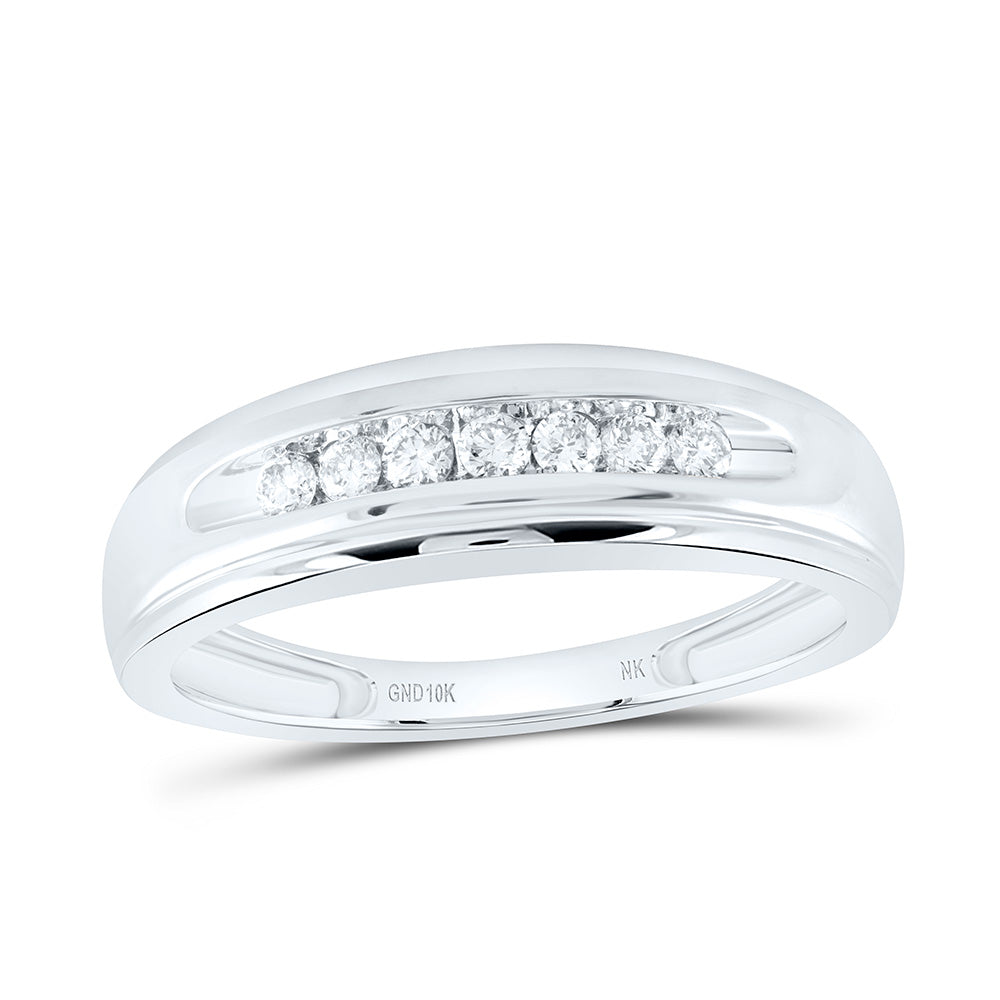 10kt White Gold Mens Round Diamond Wedding Band Ring 1/4 Cttw 10 Daisy Joyeria