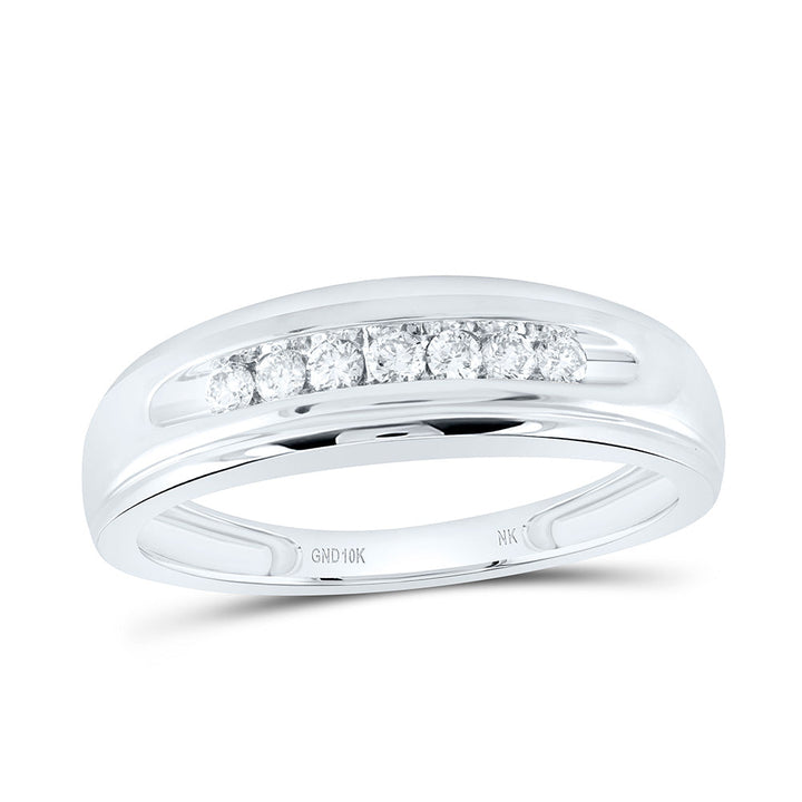 10kt White Gold Mens Round Diamond Wedding Band Ring 1/4 Cttw 10 Daisy Joyeria