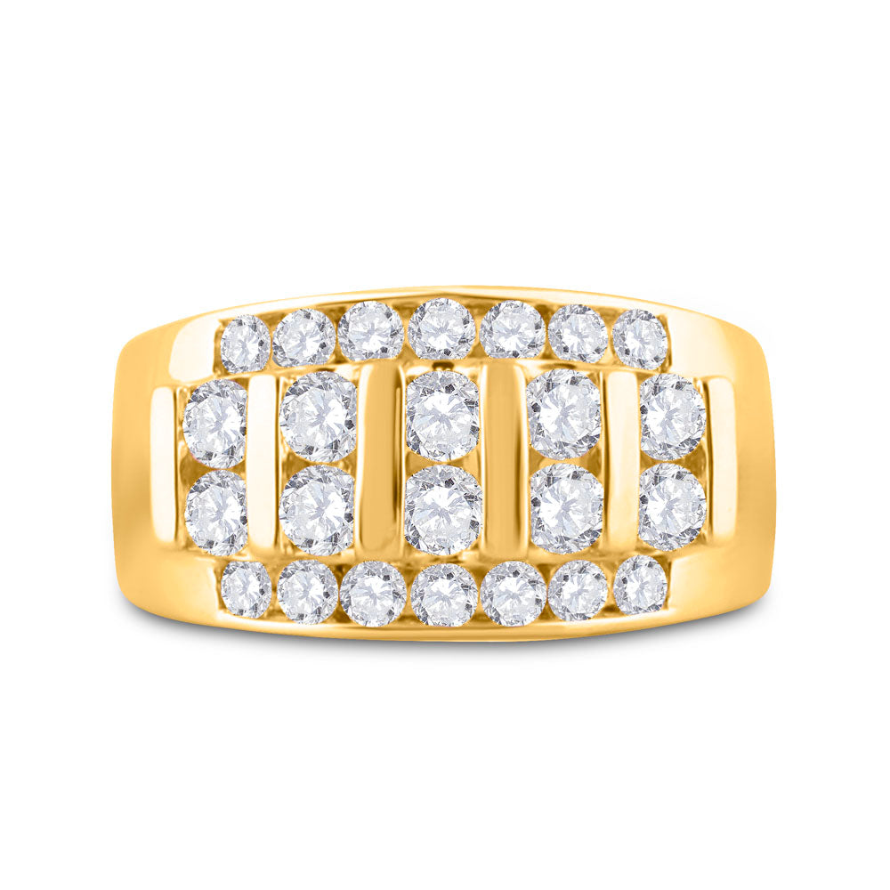 14kt Yellow Gold Mens Round Diamond Wedding Channel Set Band Ring 2.00 Cttw 10 Daisy Joyeria